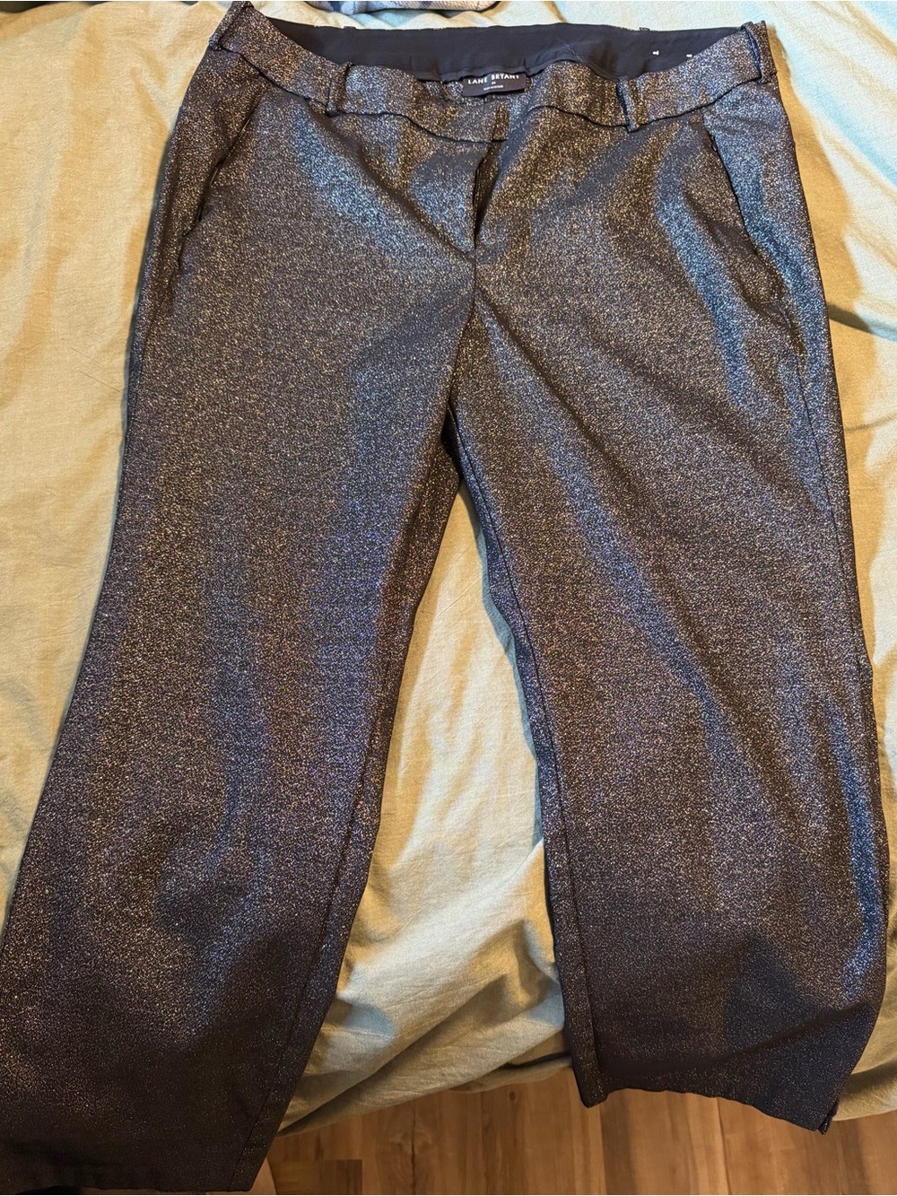 Lane Bryant Size 24 Metallic Shimmer Cropped Dress Pants Plus Size